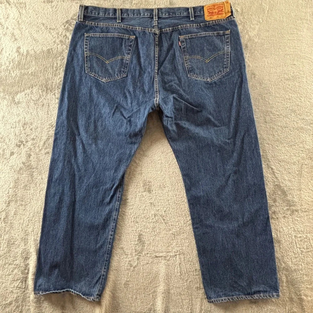 Levis 501 Original Fit Jeans Mens 46x30 Dark Wash Blue Straight Leg 11501-0194